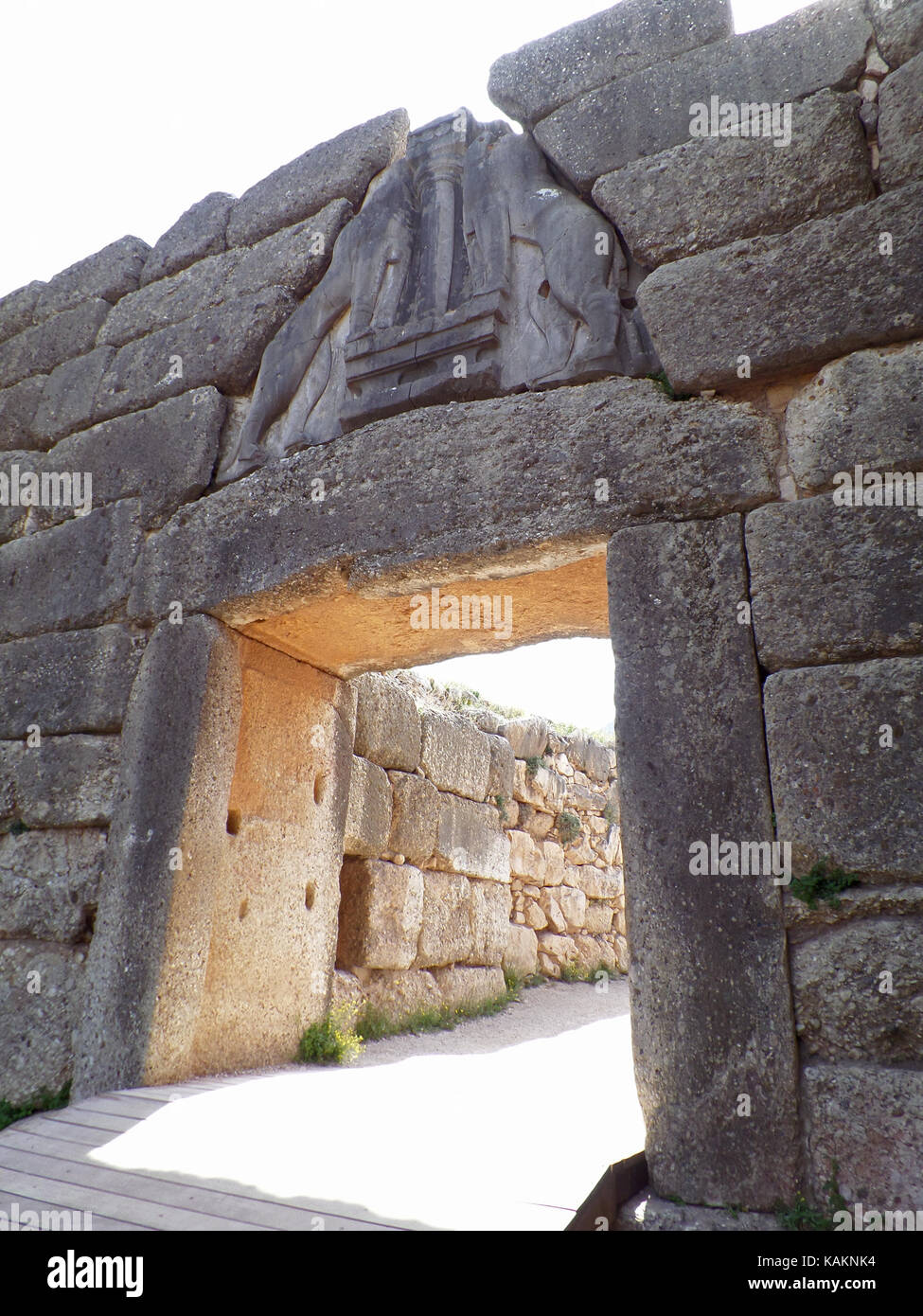 The Lion's Gate at the Archaeological Site of Mycenae, Peloponnese Peninsula of Greece Stock Photo