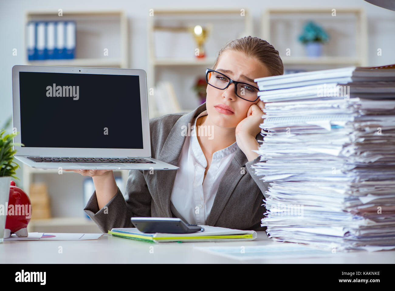 Young businesswoman accountant working in the office Stock Photo - Alamy