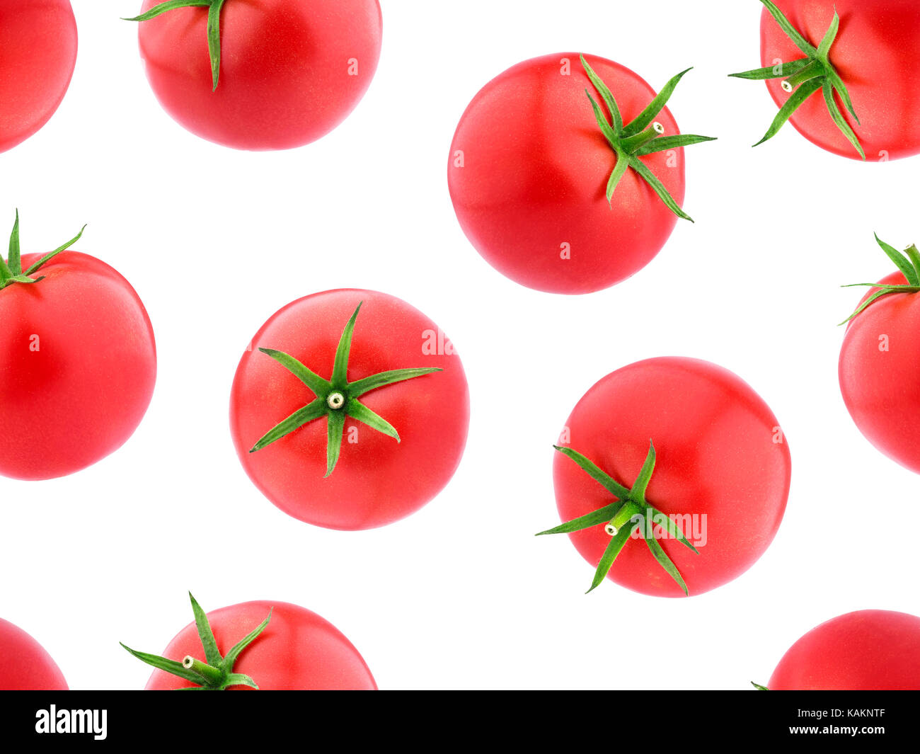 Falling tomatoes isolated on white background. Seamless Pattern wallpaper Stock Photo