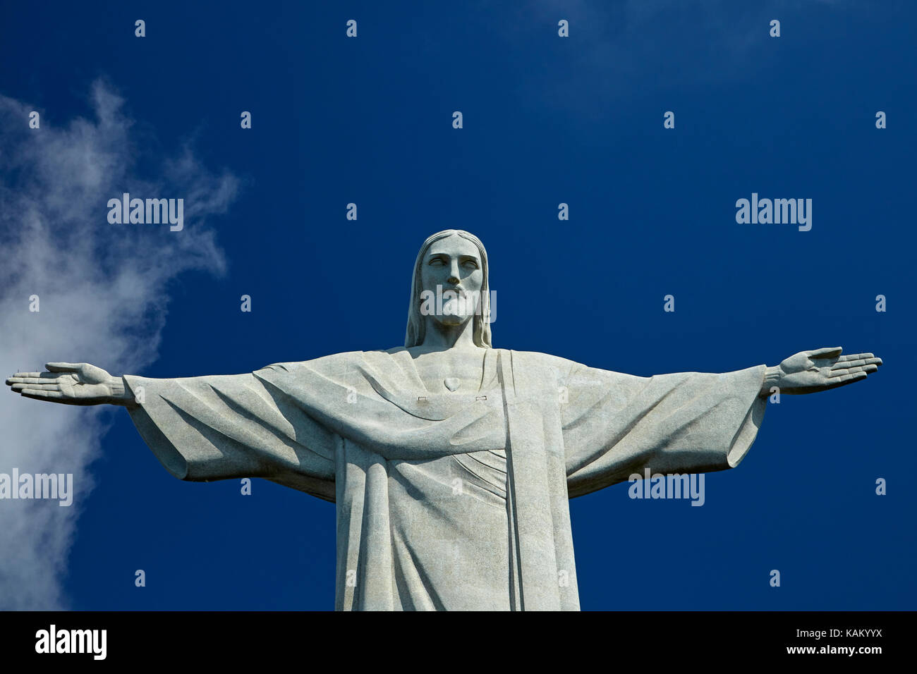 Giant statue of Christ the Redeemer atop Corcovado, Rio de Janeiro, Brazil, South America Stock Photo