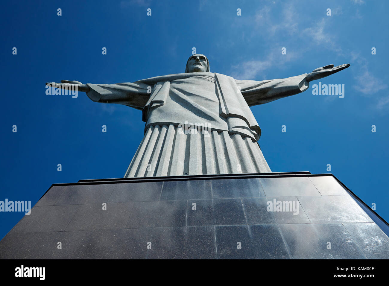 Giant statue of Christ the Redeemer atop Corcovado, Rio de Janeiro, Brazil, South America Stock Photo
