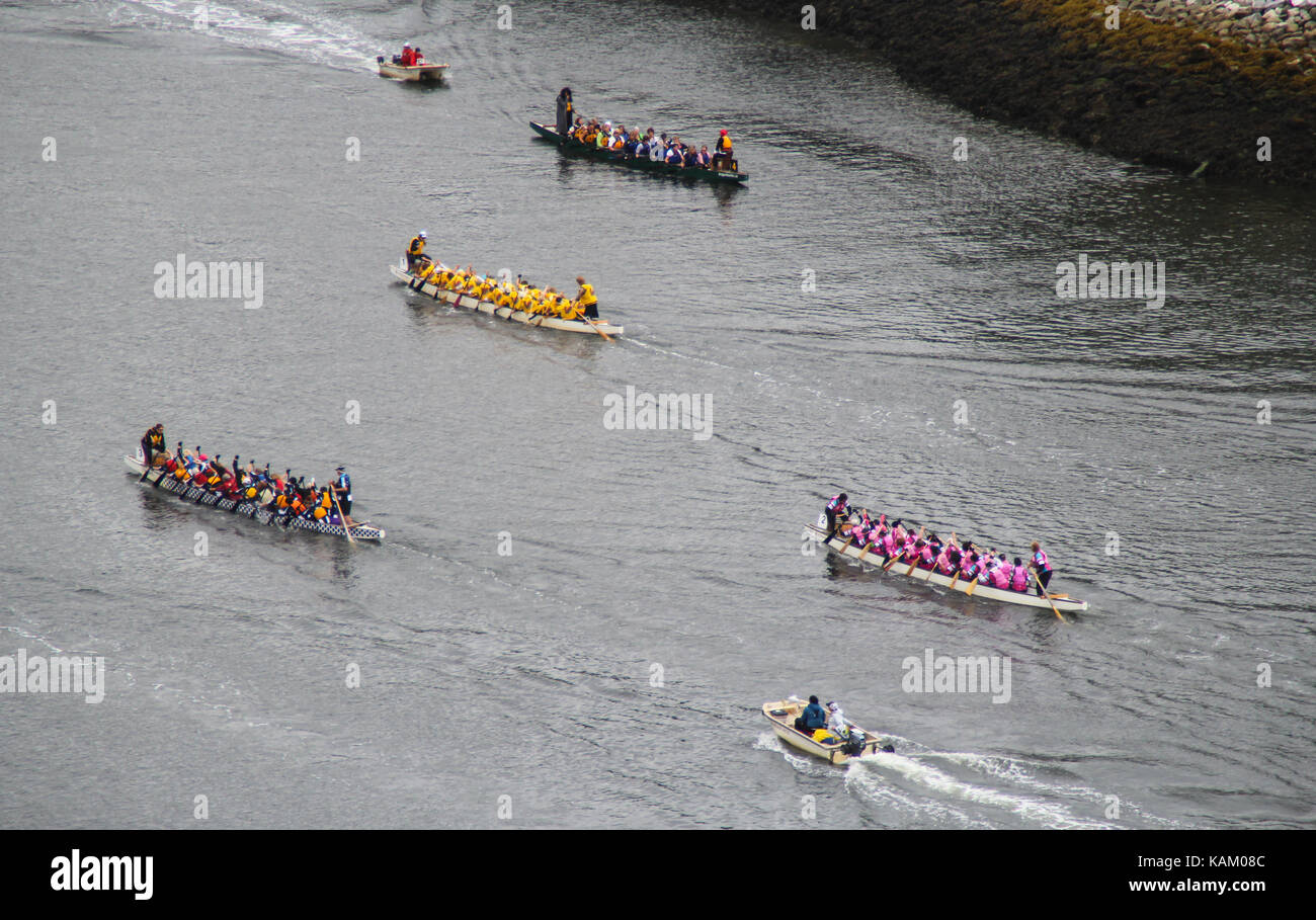 Vancouver, Canada - 25th May 2013: Dragon boat racing in False Creek Stock Photo
