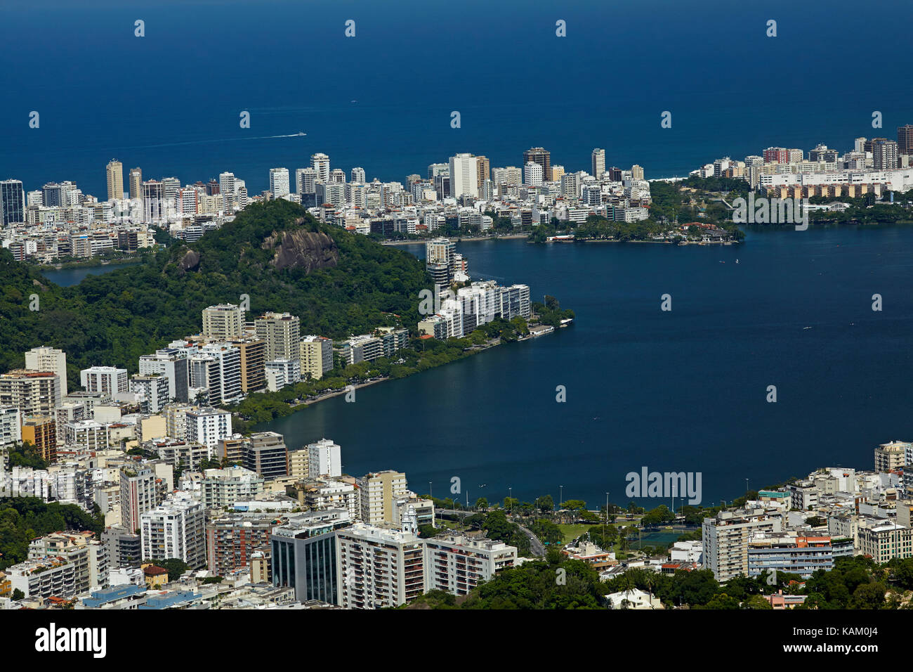 Lagoa, Rodrigo de Freitas Lagoon, and Ipanema, Rio de Janeiro, Brazil, South America Stock Photo