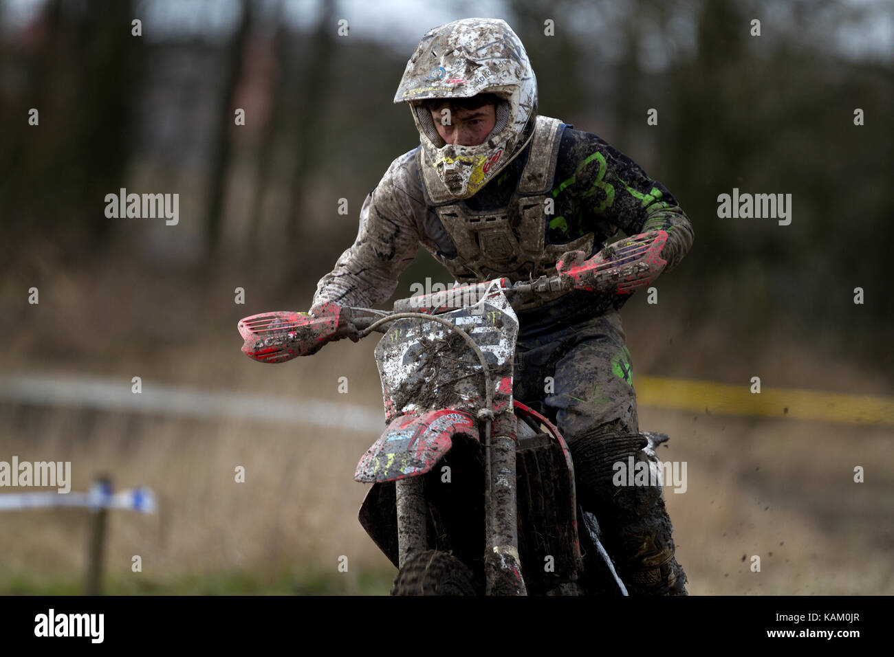 Off Road Enduro Bike Rider On Motor Bike at Enduro Event In Abram
