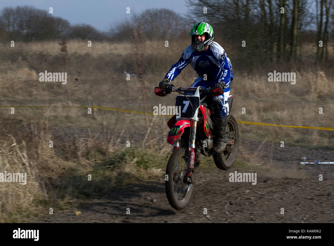 Off Road Enduro Bike Rider On Motor Bike at Enduro Event In Abram