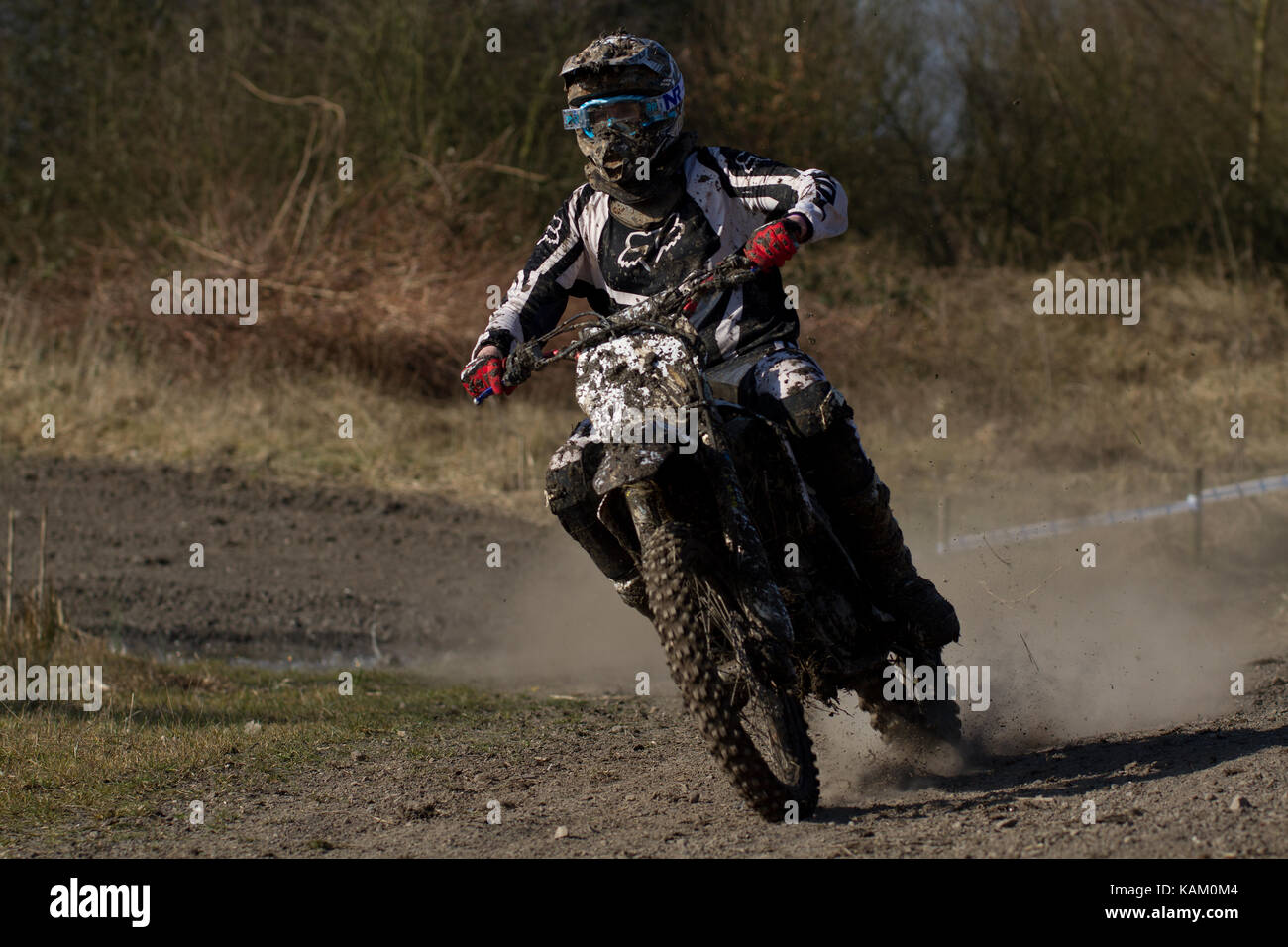 Off Road Enduro Bike Rider On Motor Bike at Enduro Event In Abram