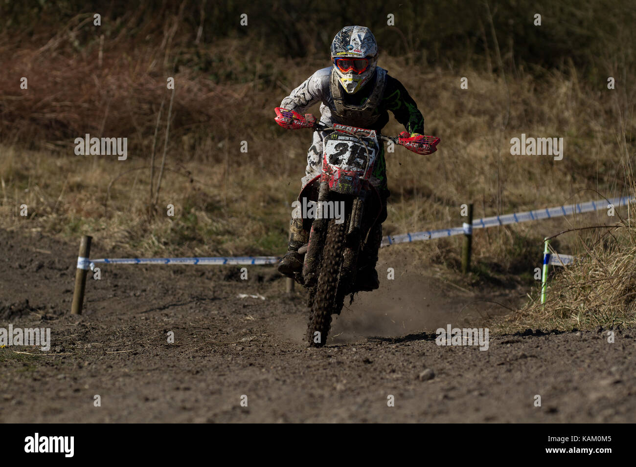 Off Road Enduro Bike Rider On Motor Bike at Enduro Event In Abram, Wigan, England, UK Stock Photo