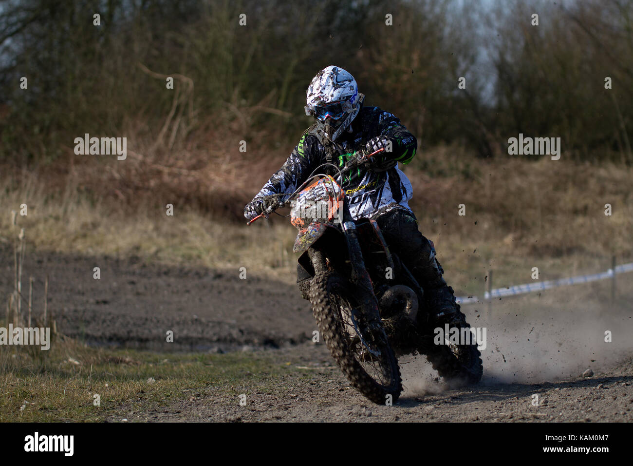 Off Road Enduro Bike Rider On Motor Bike at Enduro Event In Abram