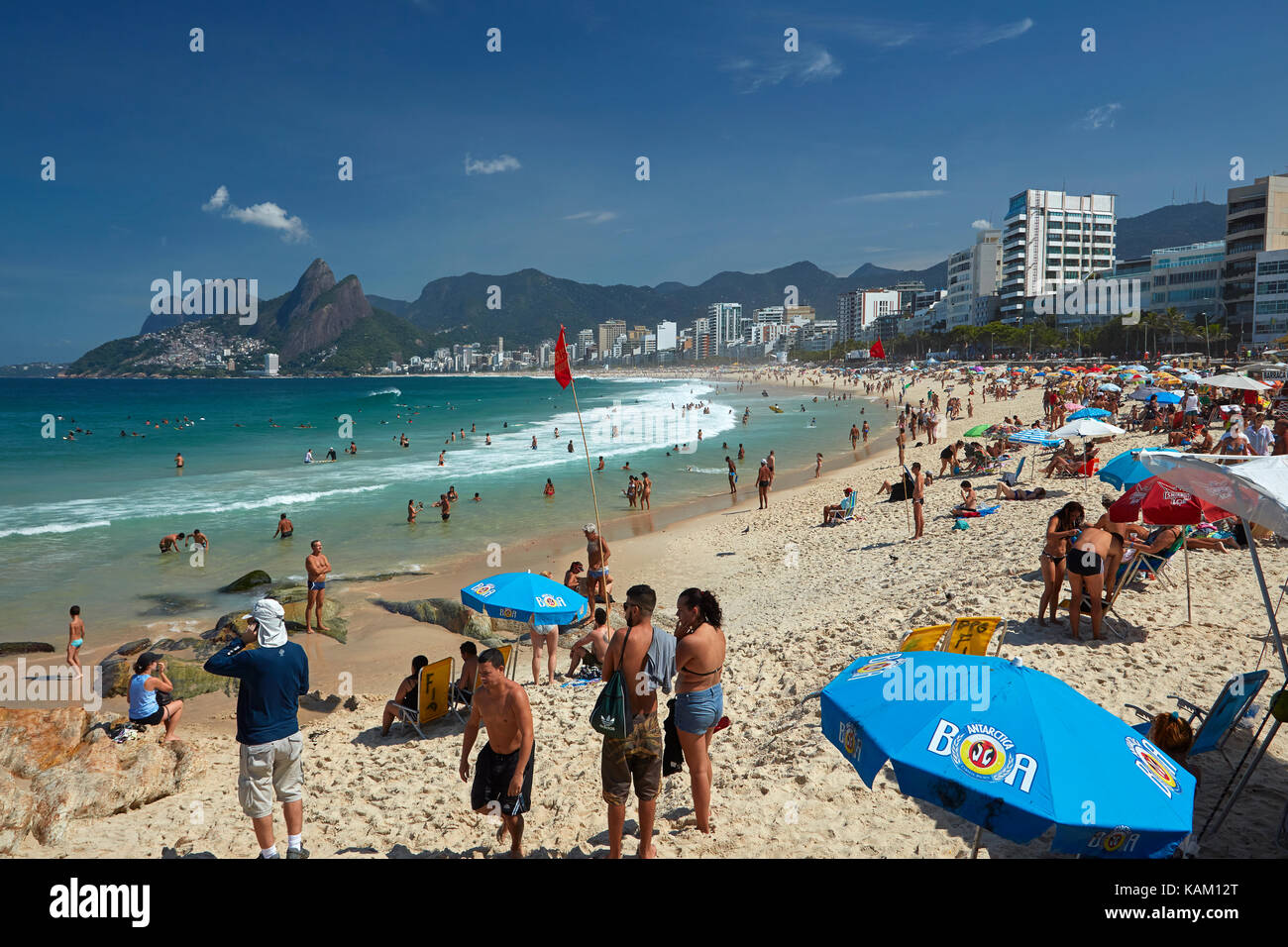 People on Ipanema Beach, Rio de Janeiro, Brazil, South America Stock Photo