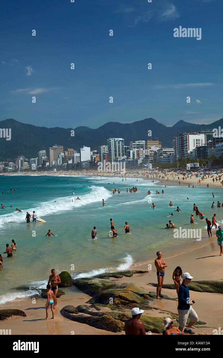 People on Ipanema Beach, Rio de Janeiro, Brazil, South America Stock Photo