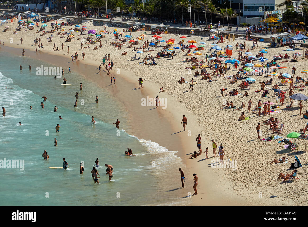 People on Ipanema Beach, Rio de Janeiro, Brazil, South America Stock Photo