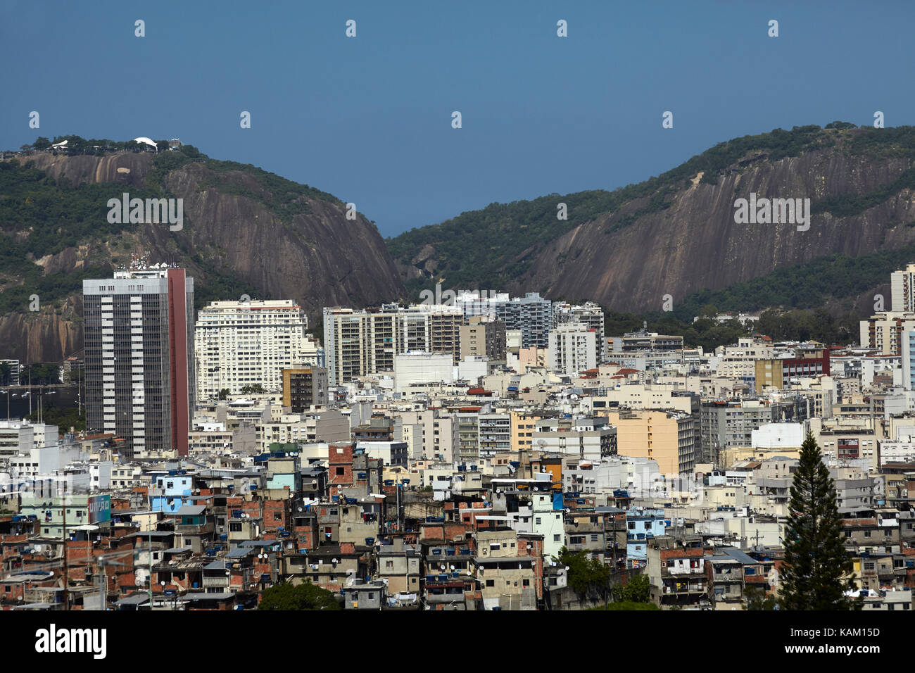 Sugarloaf Mountain, apartments in Flamengo, and favela, Rio de Janeiro