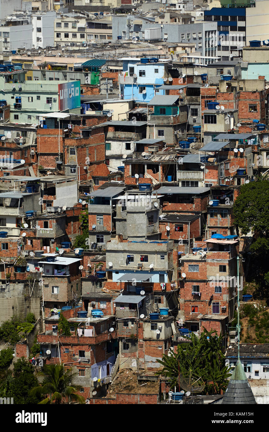 Favela and apartments in Flamengo, Rio de Janeiro, Brazil, South