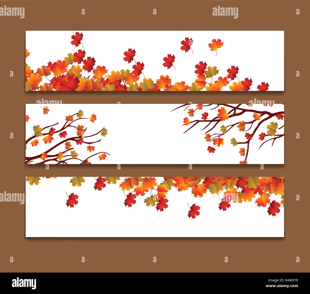 Set of three vector banners with colorful autumn leaves Stock Vector ...