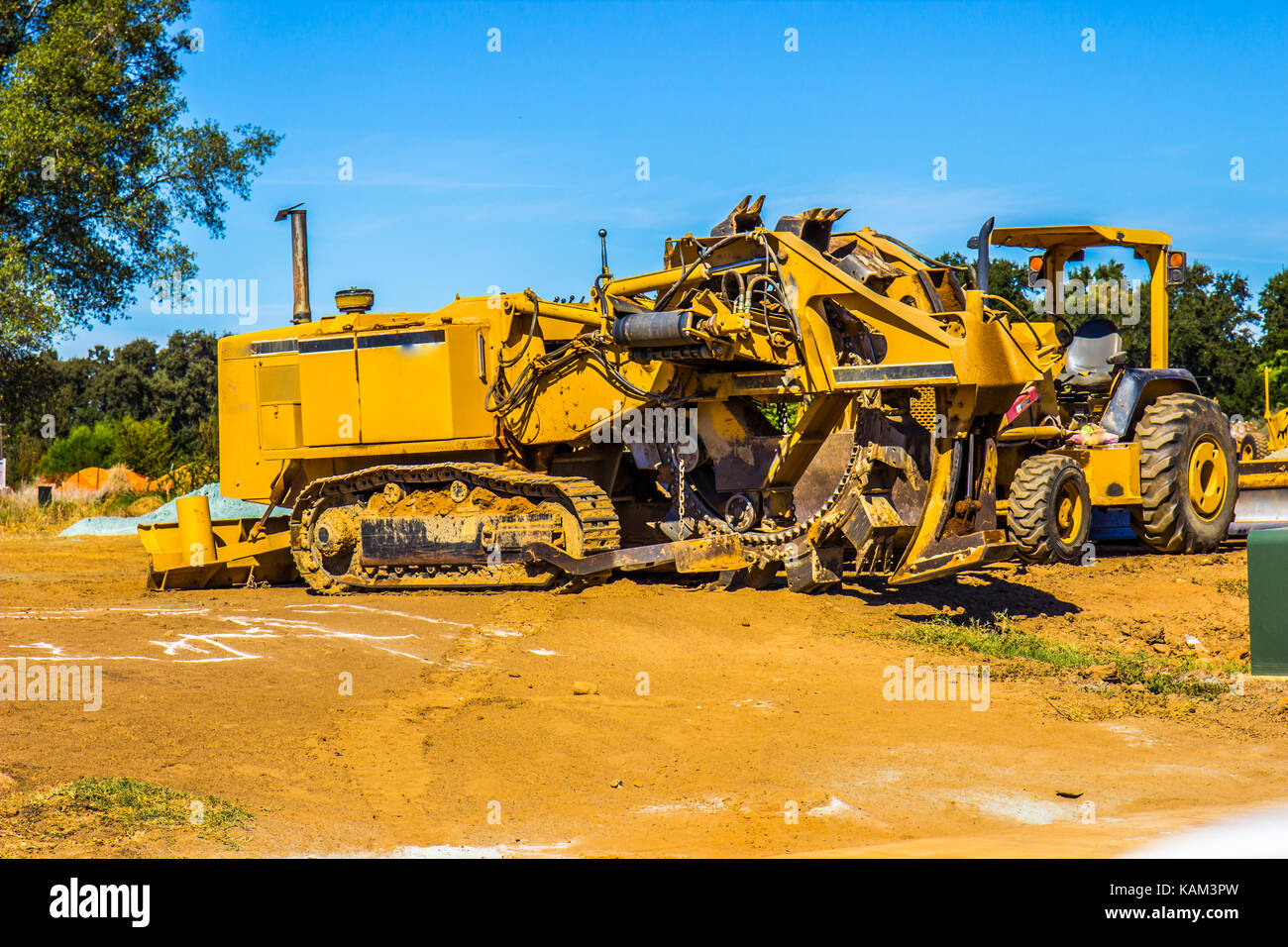 Yellow Heavy Duty Ditch Digging Equipment Stock Photo Alamy