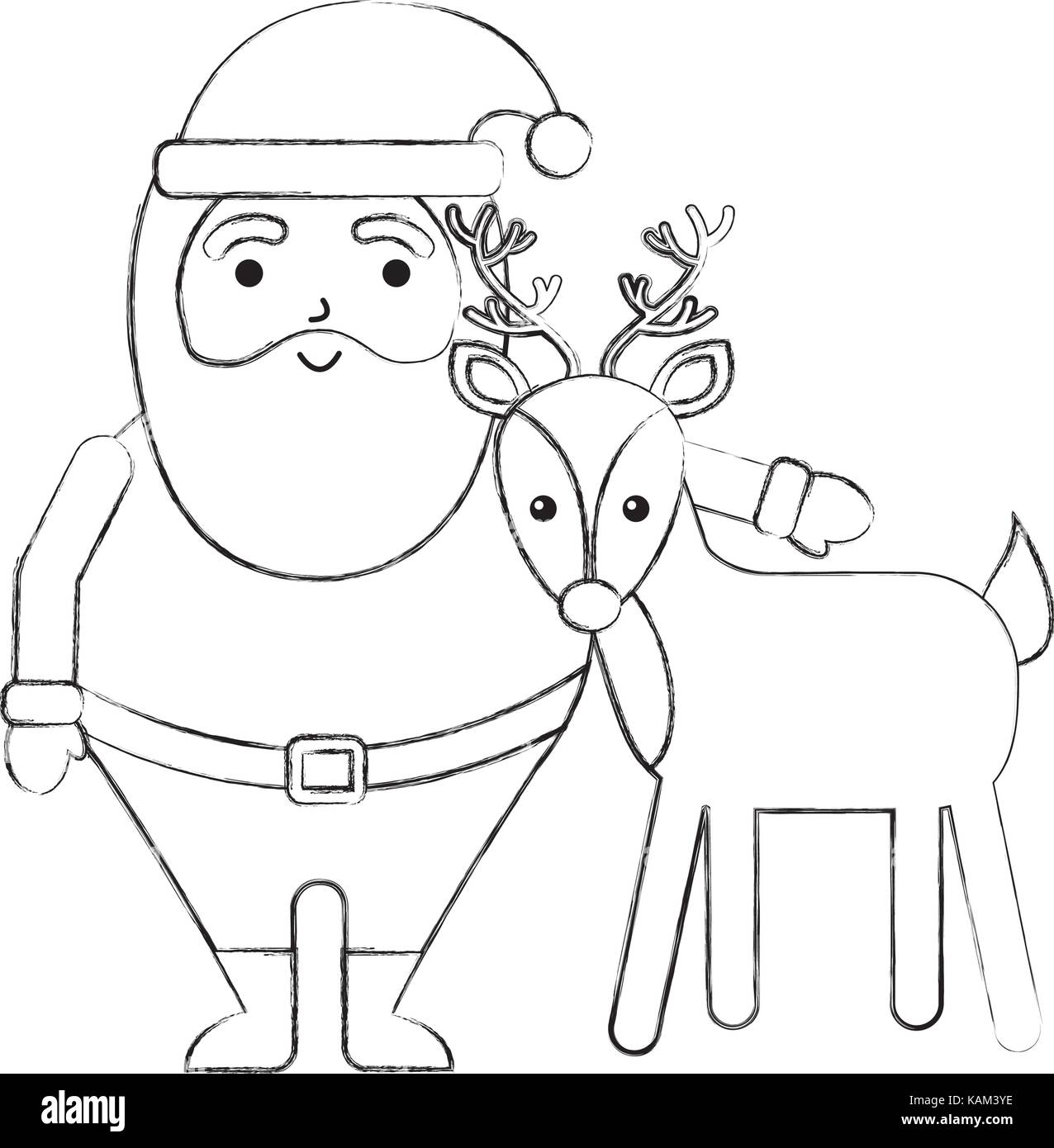 christmas happy santa claus and reindeer celebration Stock Vector Image ...