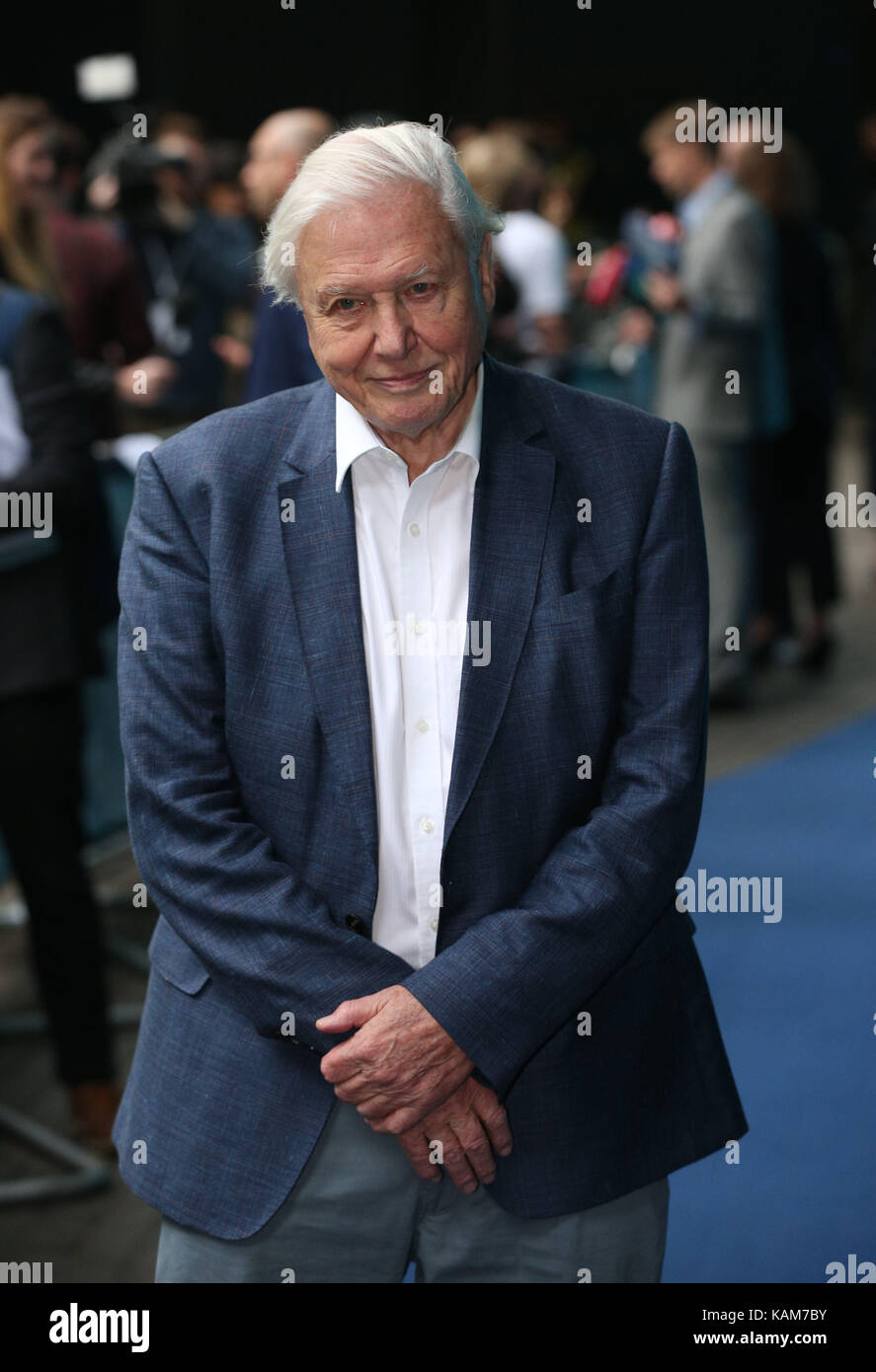 Sir David Attenborough arrives for the World Premiere screening of the BBC's Blue Planet II at the British Film Institute IMAX cinema, in London. Stock Photo