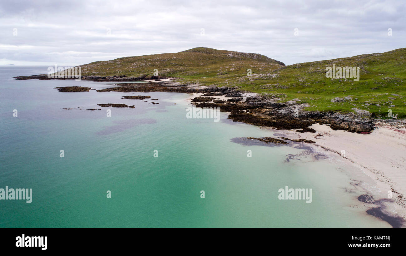 Aerial shot of Hushinish beach, Harris, Scotland Stock Photo