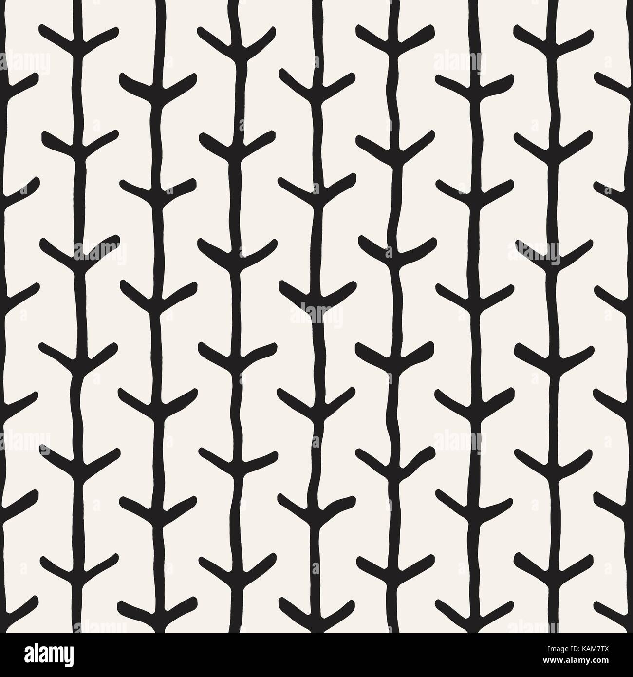 Seamless pattern with hand drawn brush strokes. Ink doodle grunge ...