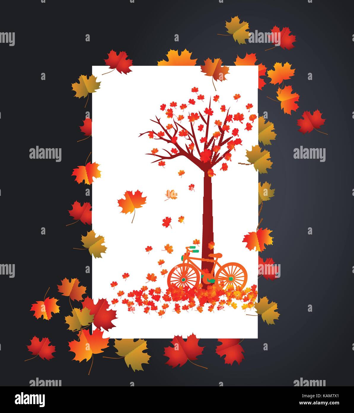 Autumn background with maple leaves card Stock Vector Image & Art - Alamy