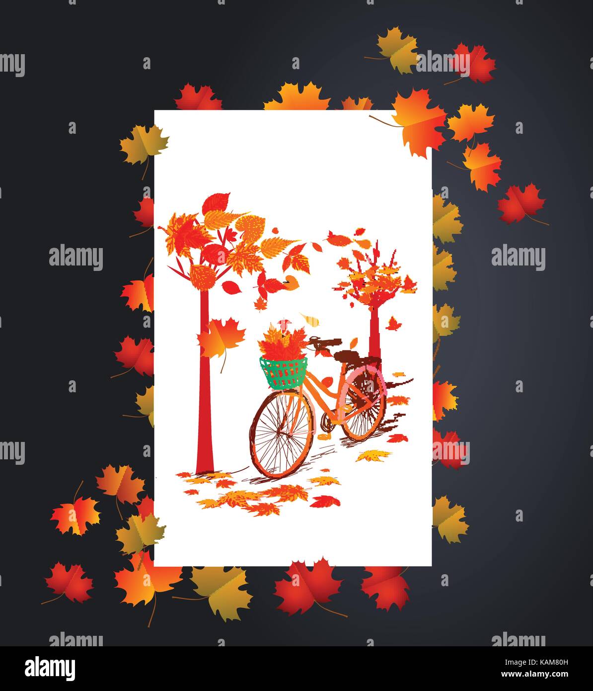Autumn background with maple leaves card Stock Vector Image & Art - Alamy