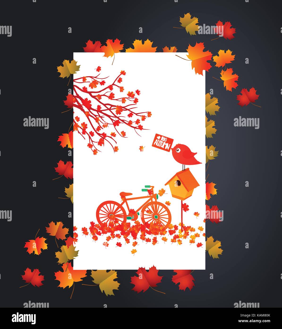 Autumn background with maple leaves card Stock Vector Image & Art - Alamy
