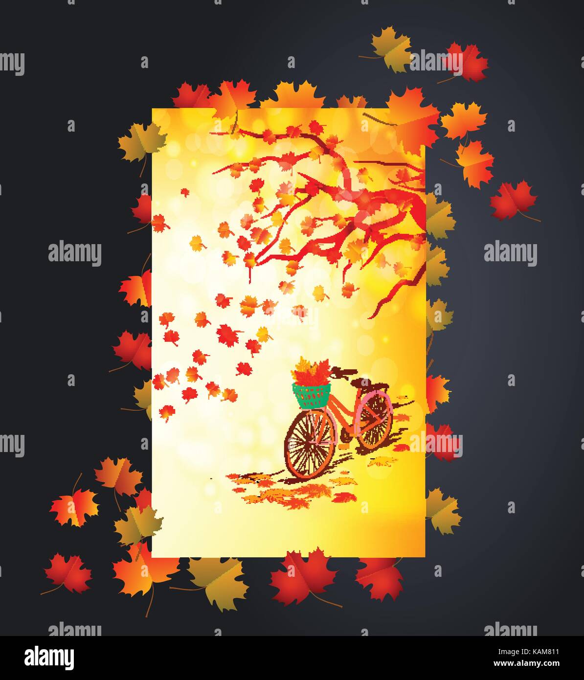 Autumn background with maple leaves card Stock Vector Image & Art - Alamy