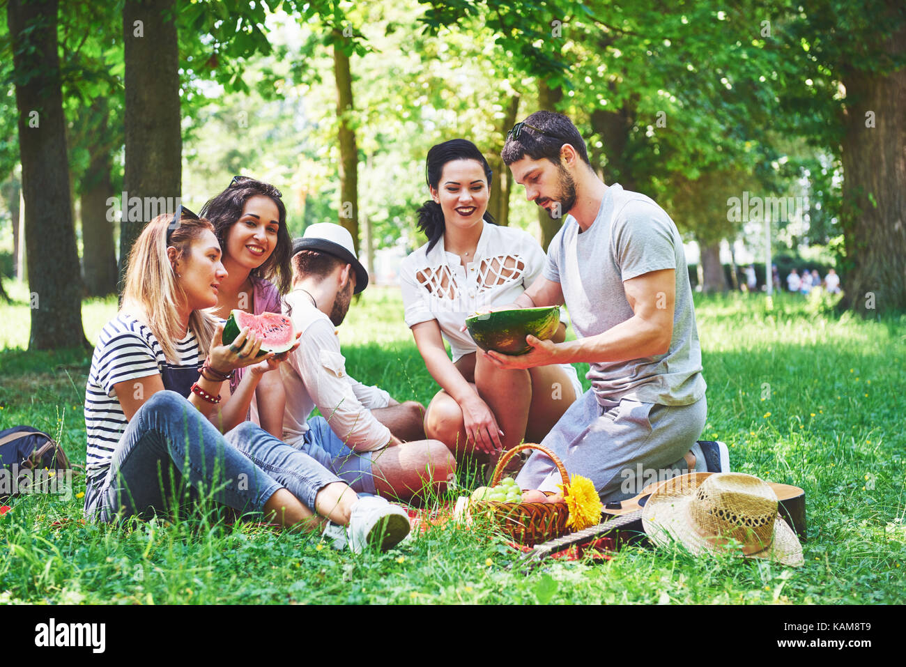 Group Of Friends Having Pic nic In A Park On A Sunny Day People Group Of Friends Having Pic nic In A Park On A Sunny Day People