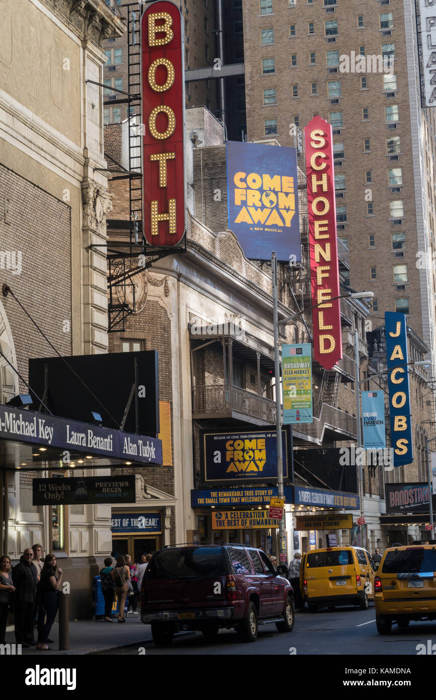 Theaters on W. 45th Street, Times Square, NYC, USA Stock Photo