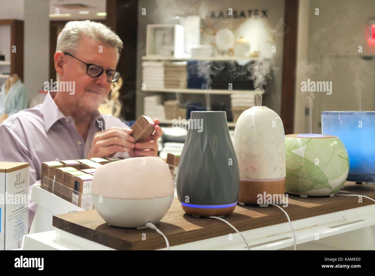 Senior Man Shopping, R.H. Macy Flagship Department Store in Herald Square, NYC, USA Stock Photo
