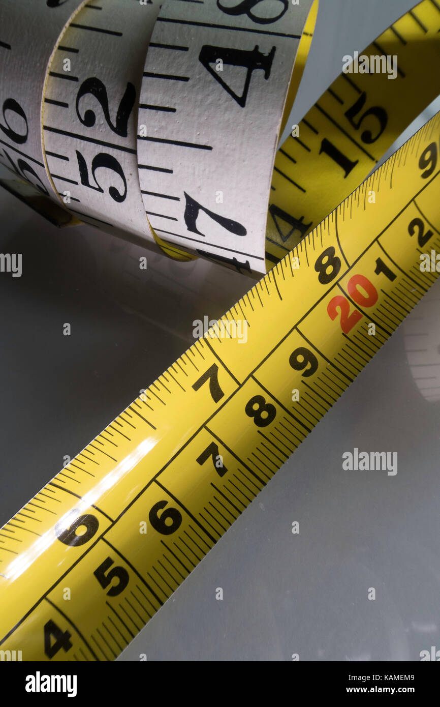 Cloth and Metal Tape Measures Stock Photo