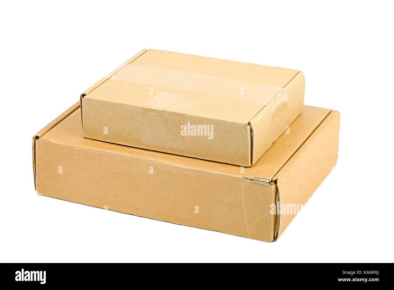 Cardboard Boxes on White Stock Photo