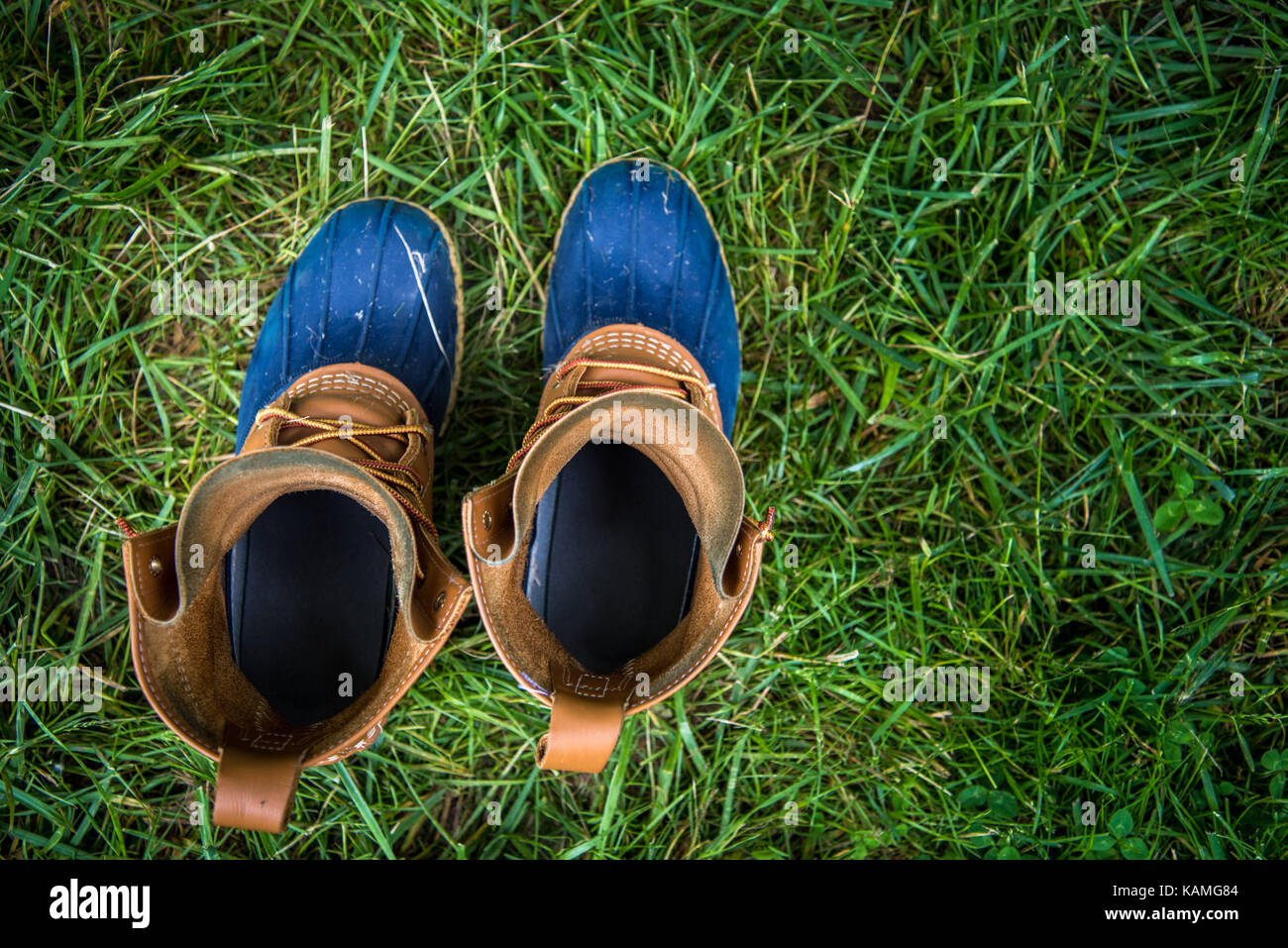 hiking boots at campsite Stock Photo Alamy