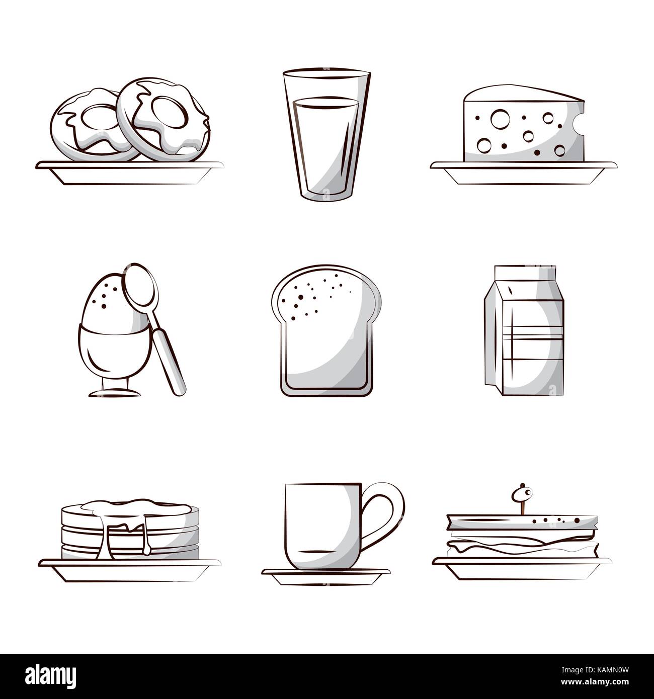 Breakfast food icons Stock Vector Image & Art - Alamy