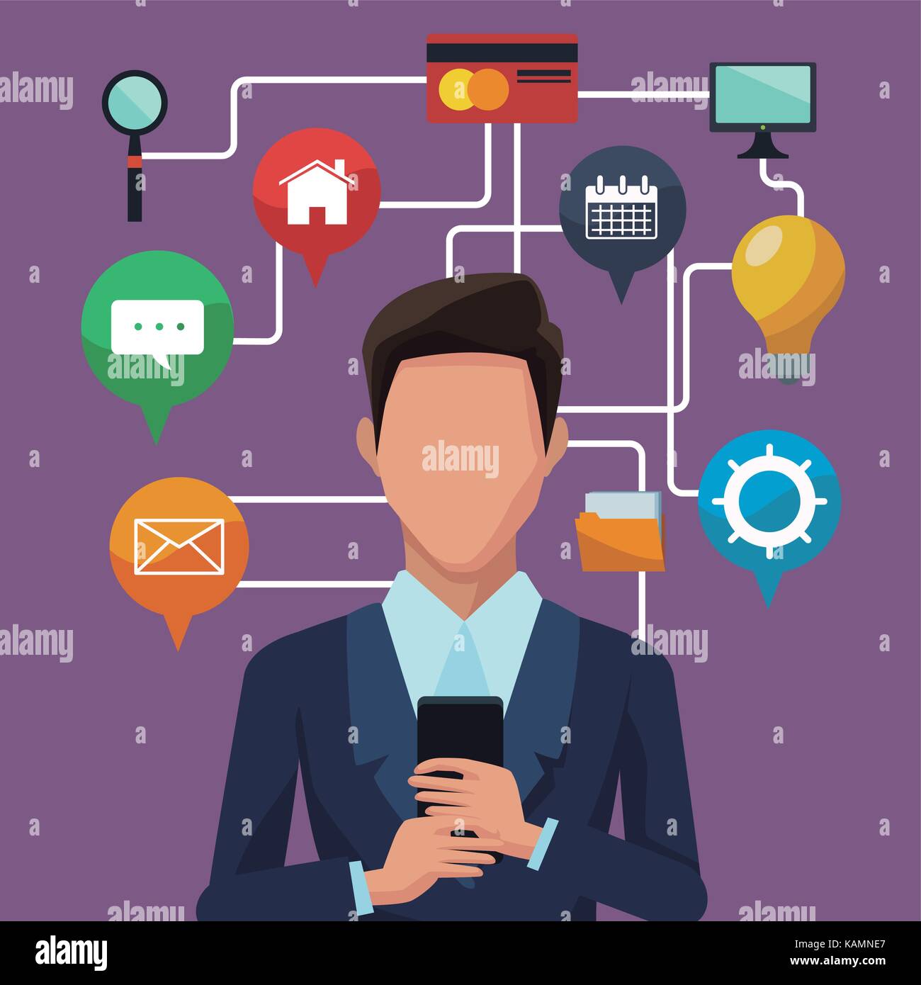 Businessman using smartphones apps Stock Vector Image & Art - Alamy