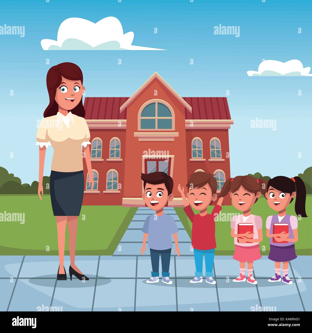 Elementary school exterior kids Stock Vector Images - Alamy