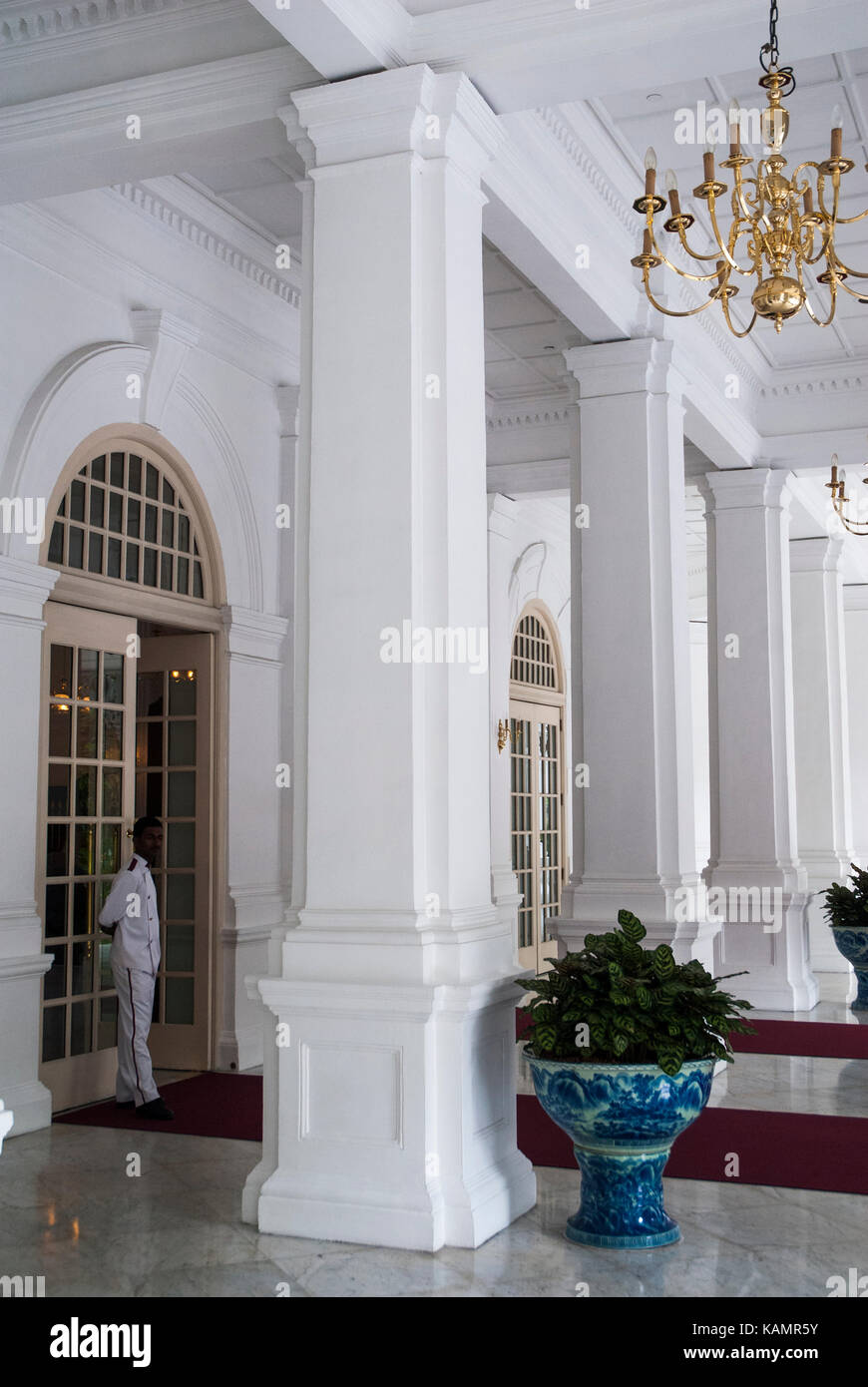 Entrance to the renowned Raffles Hotel, Singapore, established 1887 Stock Photo