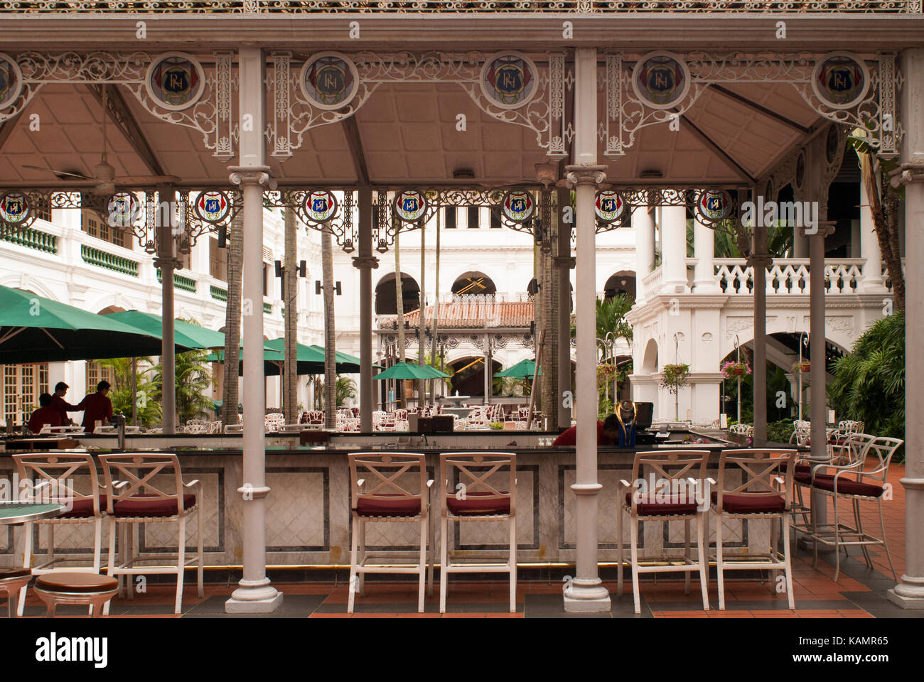 Courtyard bar of the renowned Raffles Hotel, Singapore, established 1887 Stock Photo