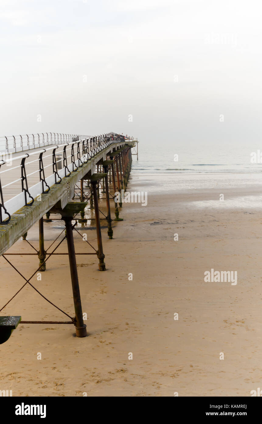 Saltburn Pier (Grade II* Listed) at Saltburn-by-the-Sea Stock Photo