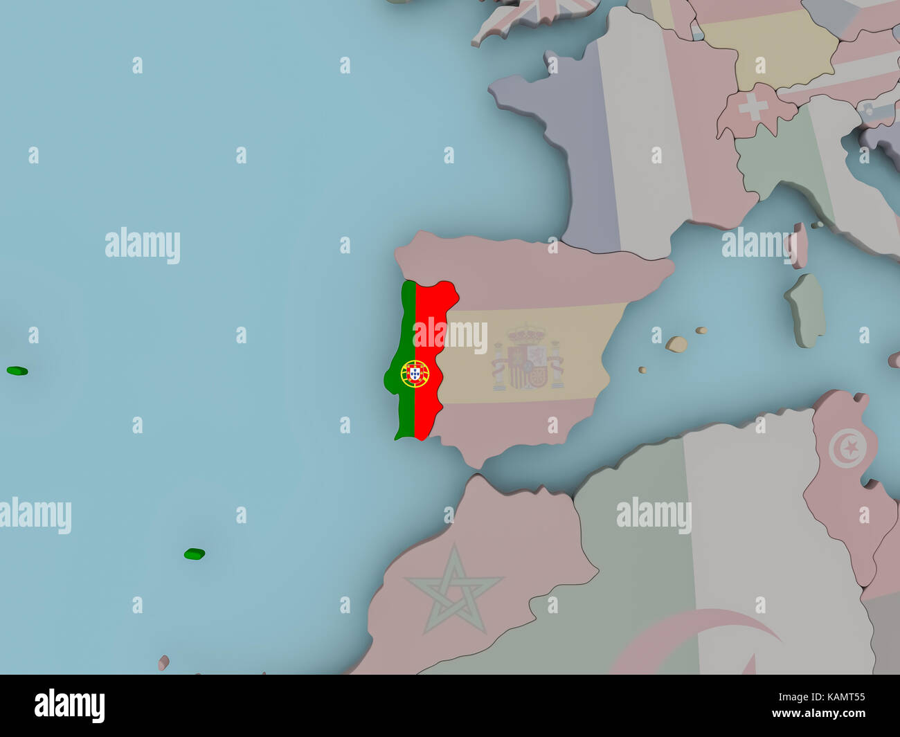 Europe 3D map with flag Portugal Stock Photo by ©albasu 66877853