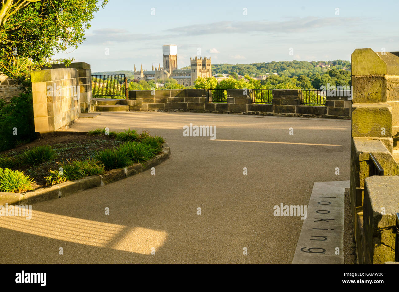Looking Across 'The Battery' in Wharton Park, Durham, towards Durham Cathedral in the Background Stock Photo