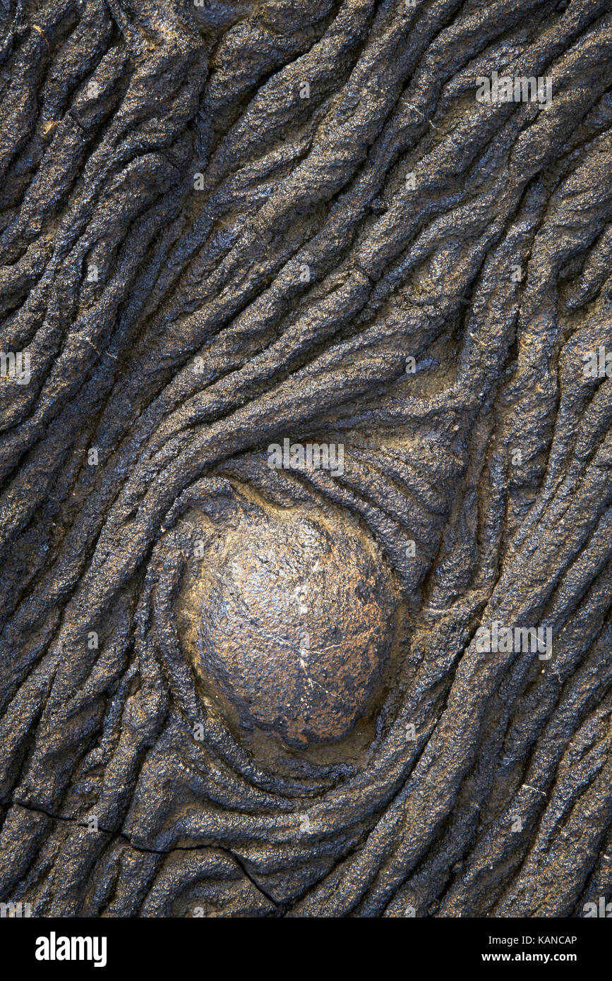 Pahoehoe lava on San Salvador in the Galapagos Islands of Ecuador Stock Photo