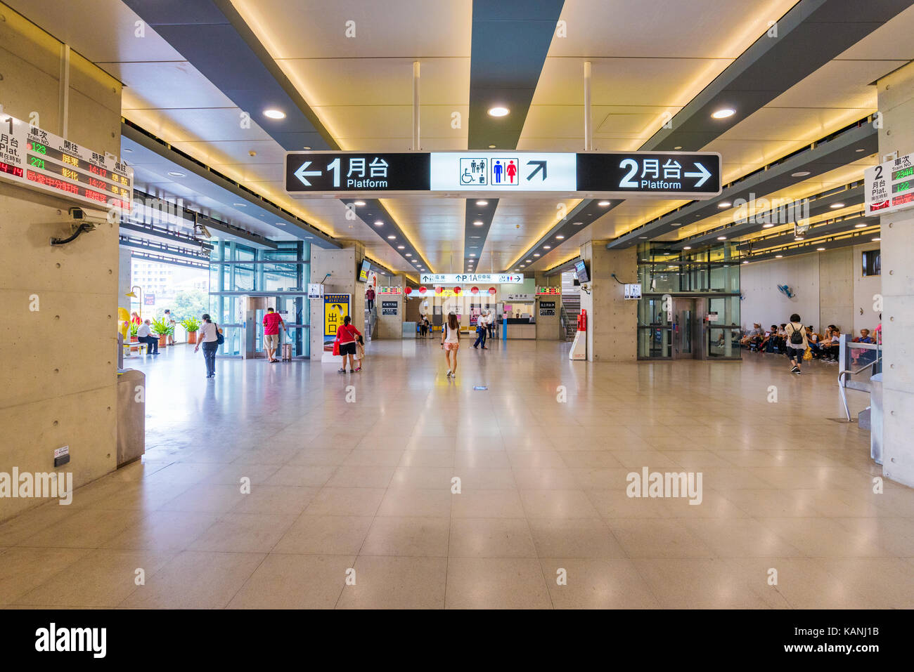 TAICHUNG, TAIWAN - JULY 19: This is the interior architecture of Taichung main station which is located in the downtown area on July 19, 2017 in Taich Stock Photo