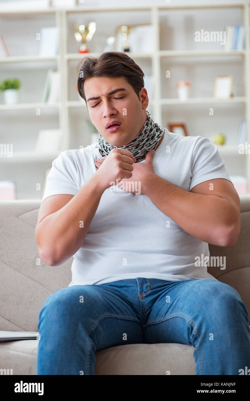 Young man suffering from sore throat Stock Photo Alamy