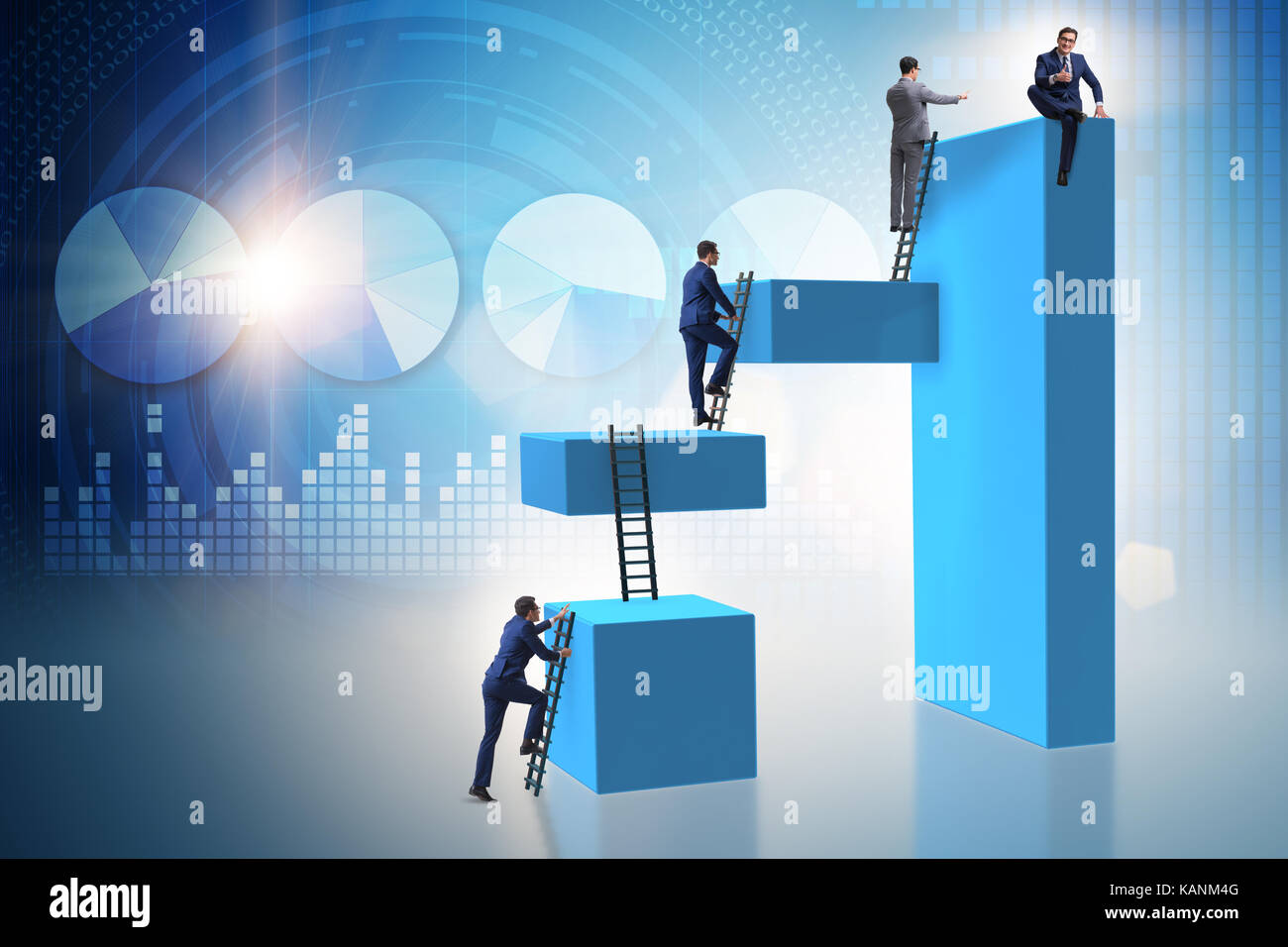 Businessman climbing blocks in career ladder business concept Stock ...