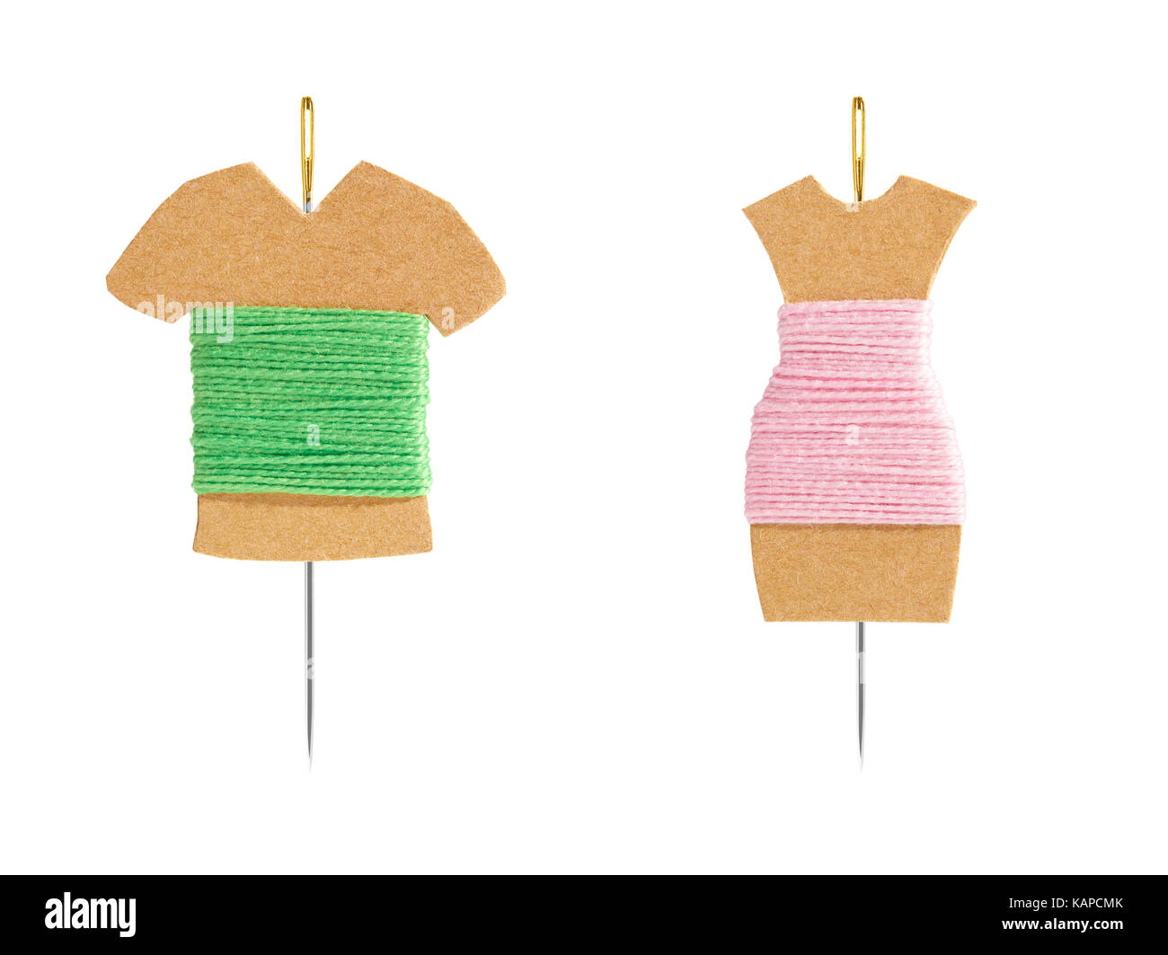 DIY Kraft card bobbin with needle - Mannequin with shirt and dress ...
