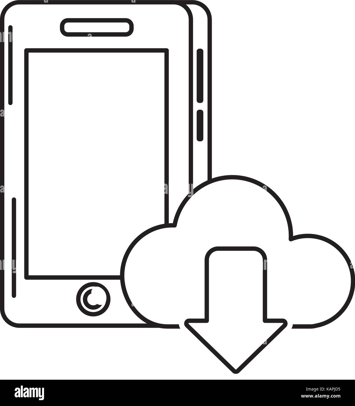 line smartphone technology with cloud data icon Stock Vector Image ...