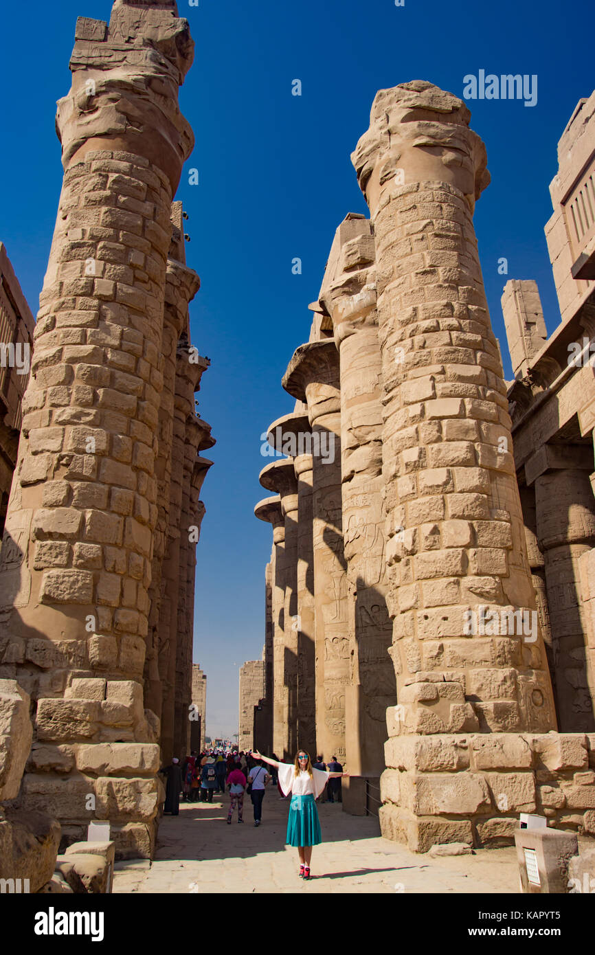 Statue in the temple of Karnak in Luxor Egypt Stock Photo - Alamy