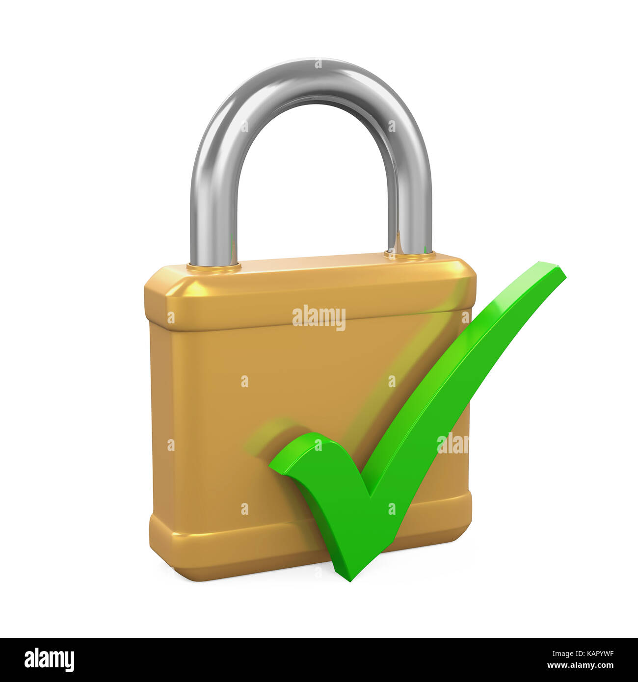 Padlock with Check Mark Isolated Stock Photo Alamy