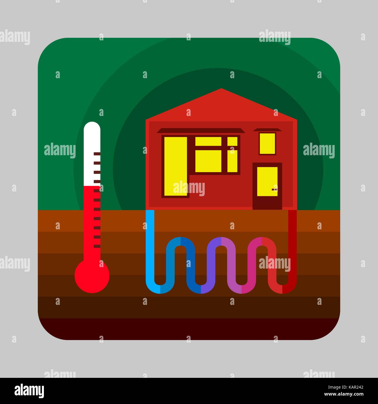 Home thermal energy concept background, cartoon style Stock Vector